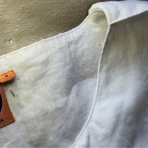 Tory Burch Tunic Top 100% Linen Long Sleeve Convertible Sleeves Size 6 Off White - Picture 8 of 8